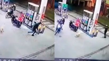 Impactante video: un repartidor se defendió a los tiros de un robo en una estación de servicio