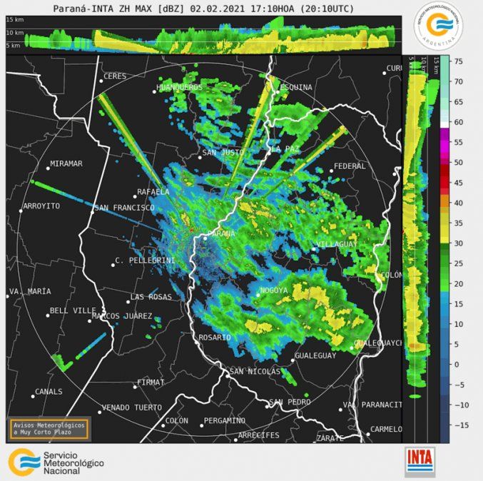 Imagen de radar a las 17.10 horas del martes.