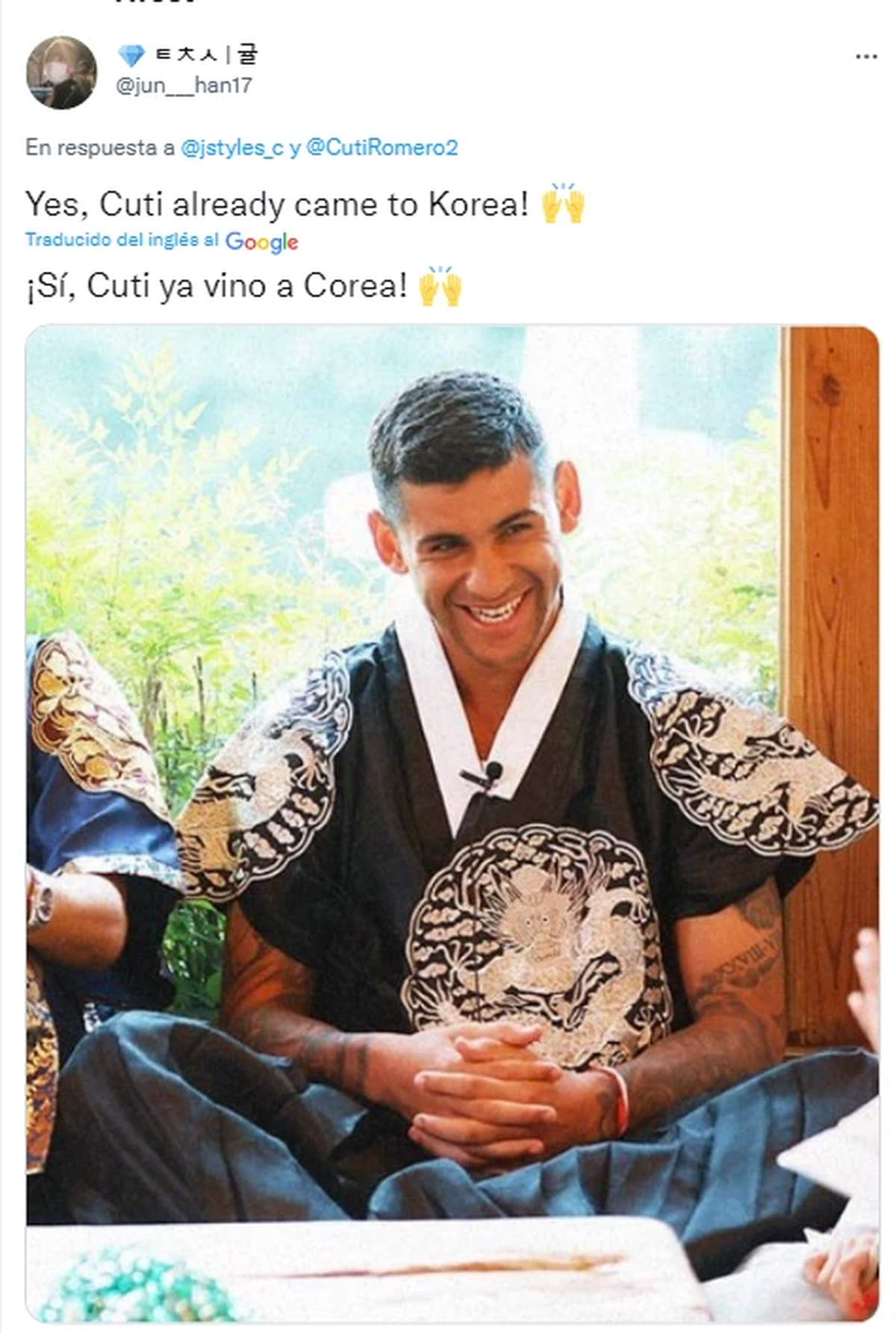 Cristian Cuti Romero pasó por Corea del Sur. Cristian Cuti Romero pasó por Corea del Sur.