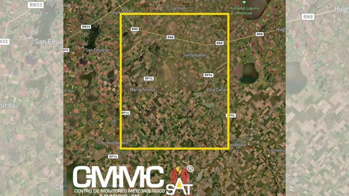 El área de cobertura del alerta abarca principalmente el departamento General López, en el extremo sur de la provincia de Santa Fe. El área de cobertura del alerta abarca principalmente el departamento General López, en el extremo sur de la provincia de Santa Fe.