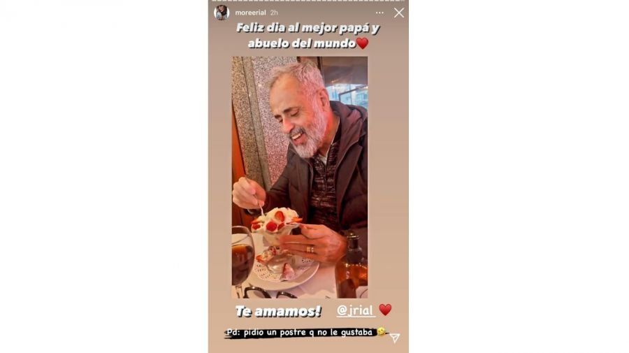 Jorge Rial recibió la dedicatoria de su hija mayor, Morena.