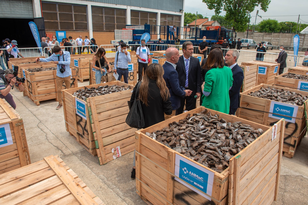 Más de 14.000 armas de fuego fueron destruidas en 2021 en Argentina.