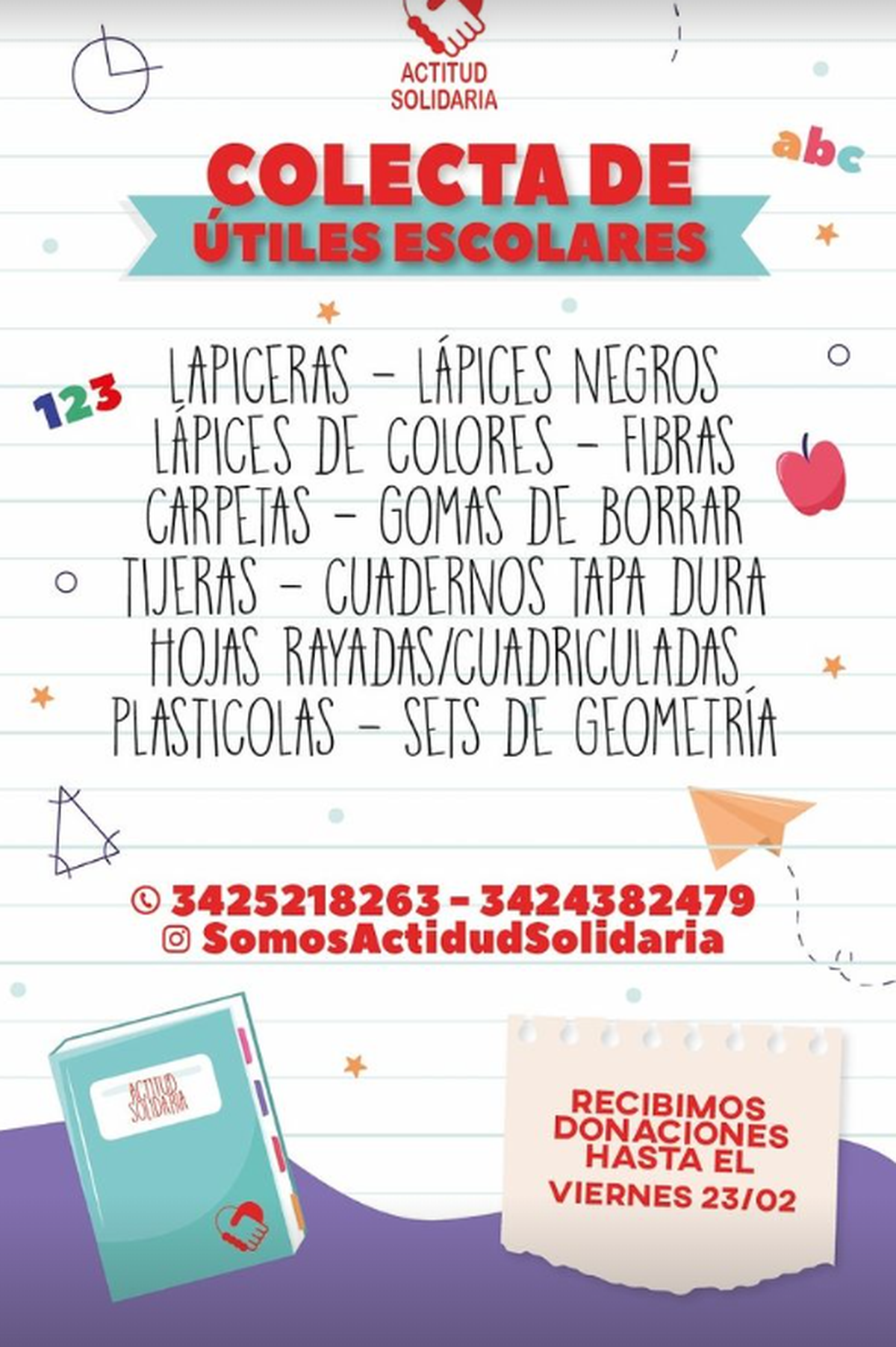 Colecta de útiles escolares de Actitud Solidaria. Colecta de útiles escolares de Actitud Solidaria.