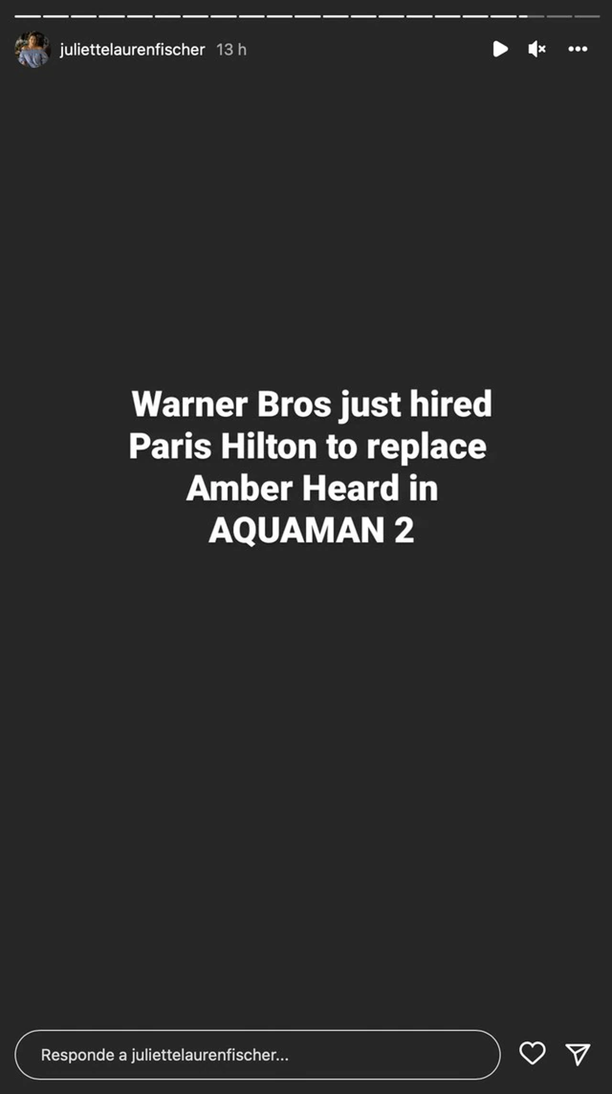 “Warner Bros acaba de contratar a Paris Hilton para reemplazar a Amber Heard en Aquaman 2″. Juliette Lauren Fischer