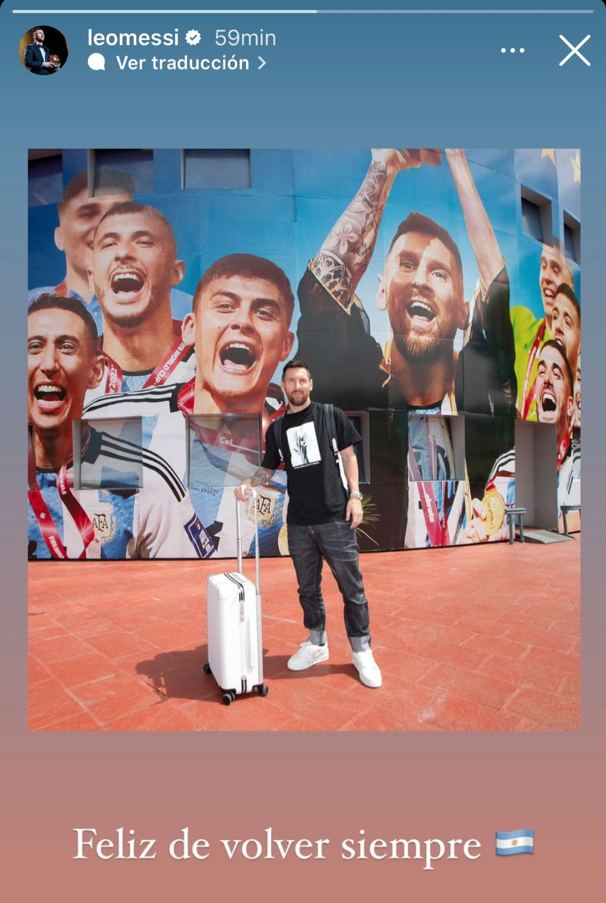La foto que publicó Messi en sus redes sociales tras arribar al predio de la AFA. La foto que publicó Messi en sus redes sociales tras arribar al predio de la AFA.