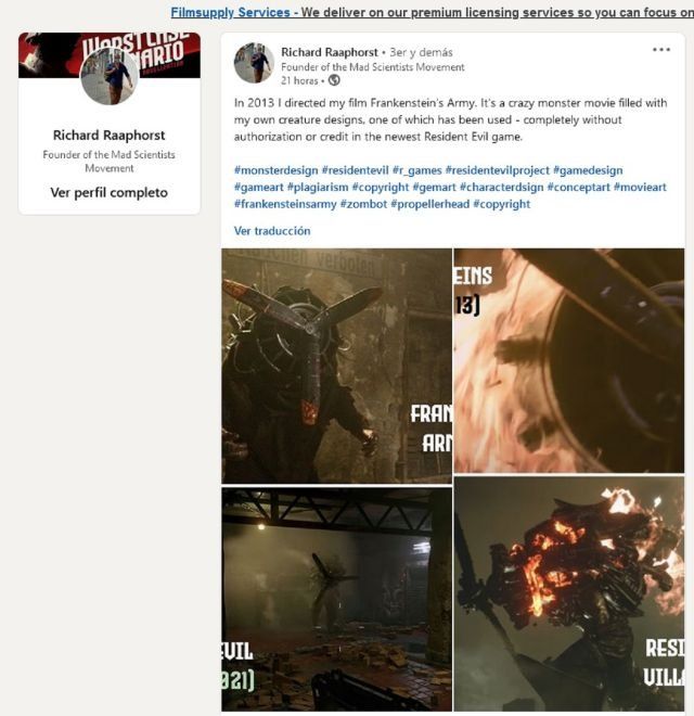 Richard Raaphorst mostró en Linkedin una serie de imágenes comparativas entre el personaje de su película y del juego.