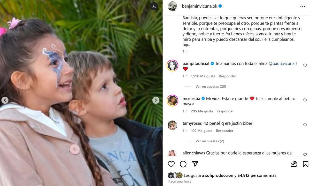 Pampita comentó un posteo de Benjamín Vicuña. Pampita comentó un posteo de Benjamín Vicuña.