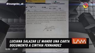 Luciana Salazar le envió una carta documento a Cinthia Fernández.