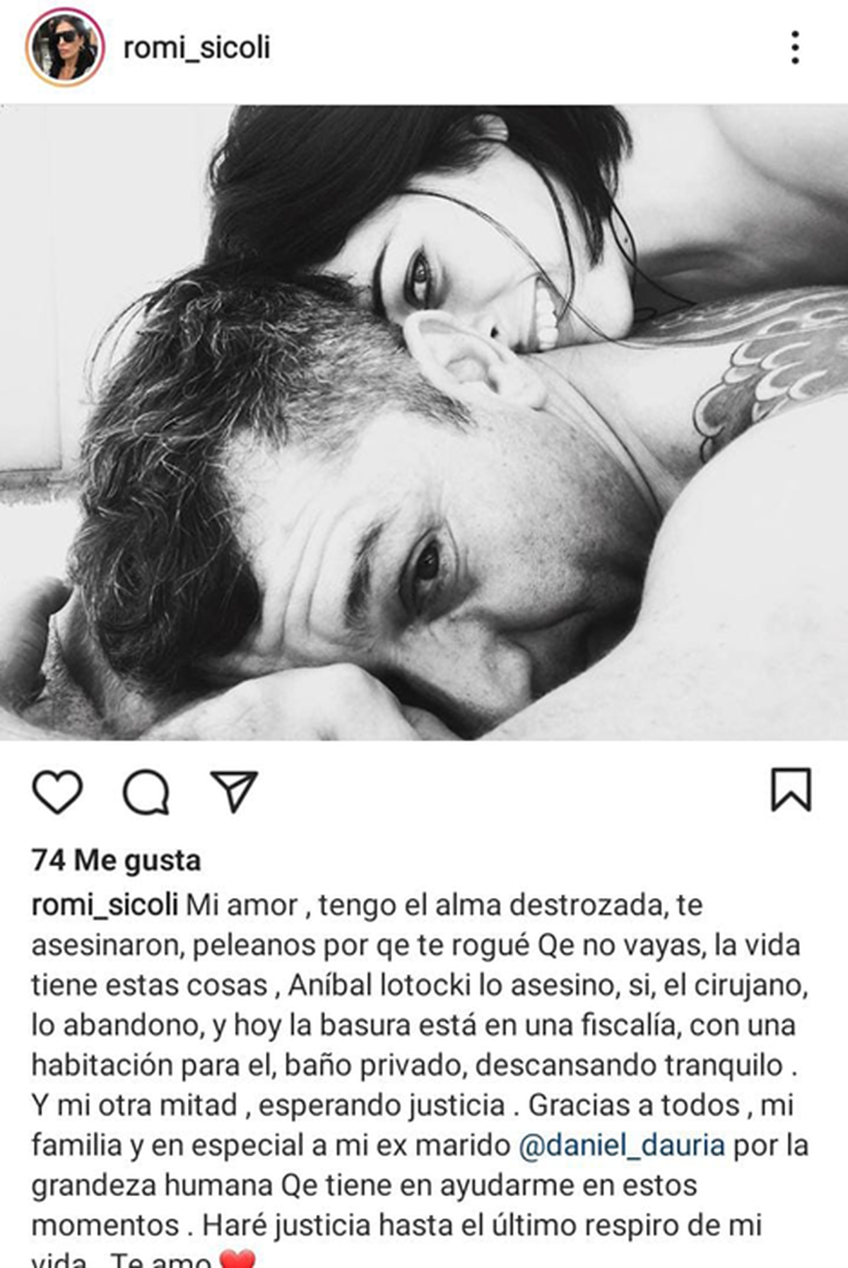 Romina Sicoli, la pareja de Cristian Zárate al momento de su muerte, habló varias veces contra Aníbal Lotocki. Romina Sicoli, la pareja de Cristian Zárate al momento de su muerte, habló varias veces contra Aníbal Lotocki.