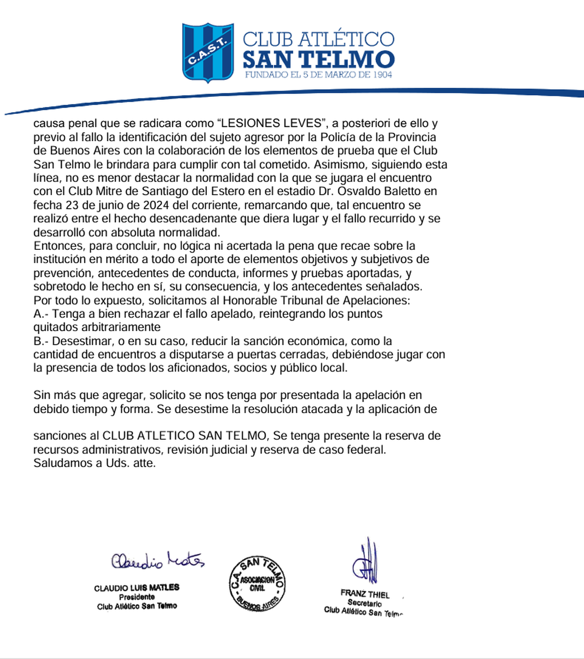 Atento, Colón: San Telmo pidió que le devuelvan los puntos que le sacaron tras los incidentes con Aldosivi. Atento, Colón: San Telmo pidió que le devuelvan los puntos que le sacaron tras los incidentes con Aldosivi.