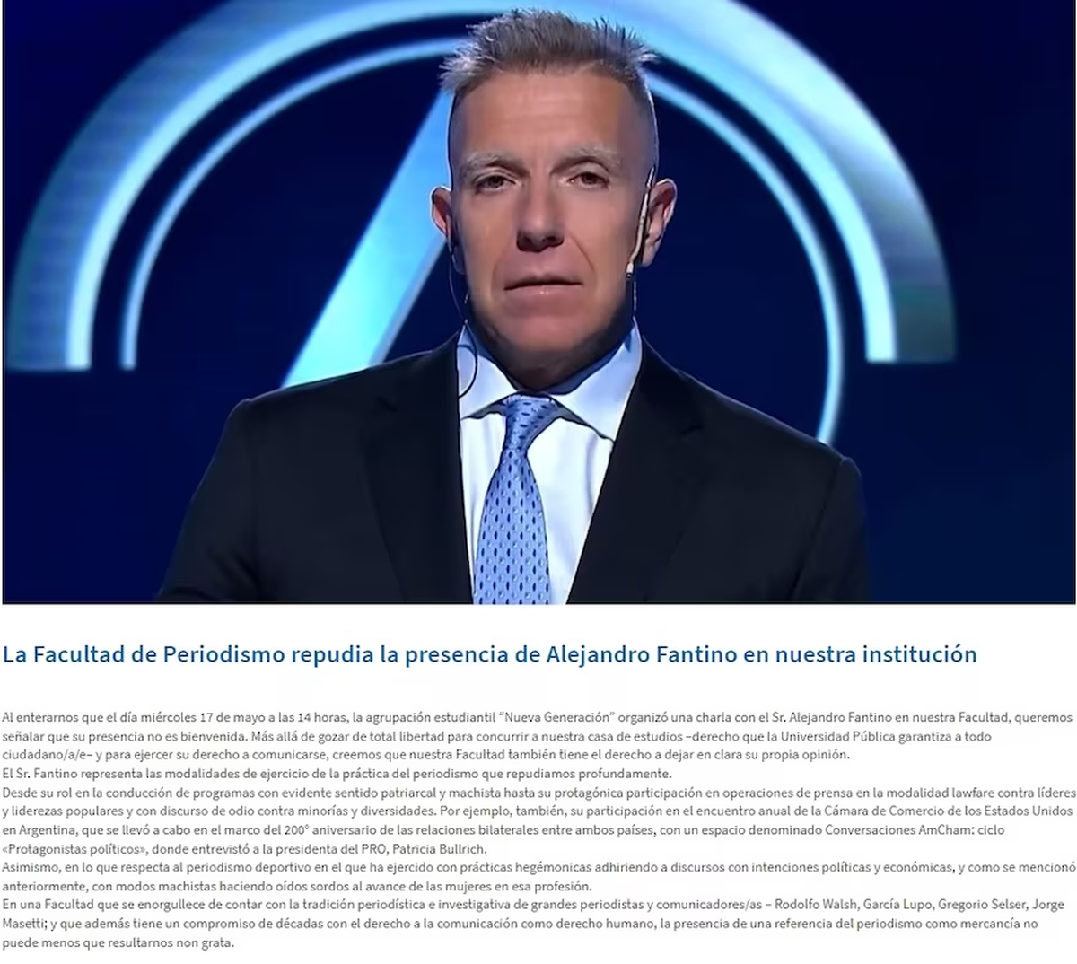 El comunicado que la facultad borró