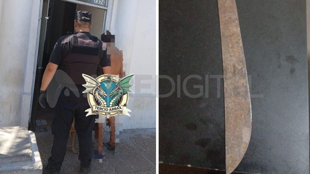 Lo detuvieron cuando estaba en el techo de su casa con un machete