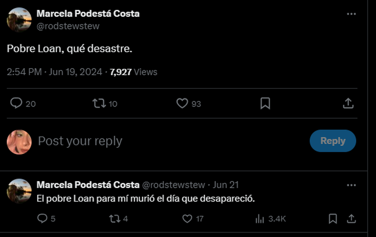 Los dichos de Marcela Podestá Costa sobre la desaparición de Loan Peña. Los dichos de Marcela Podestá Costa sobre la desaparición de Loan Peña.