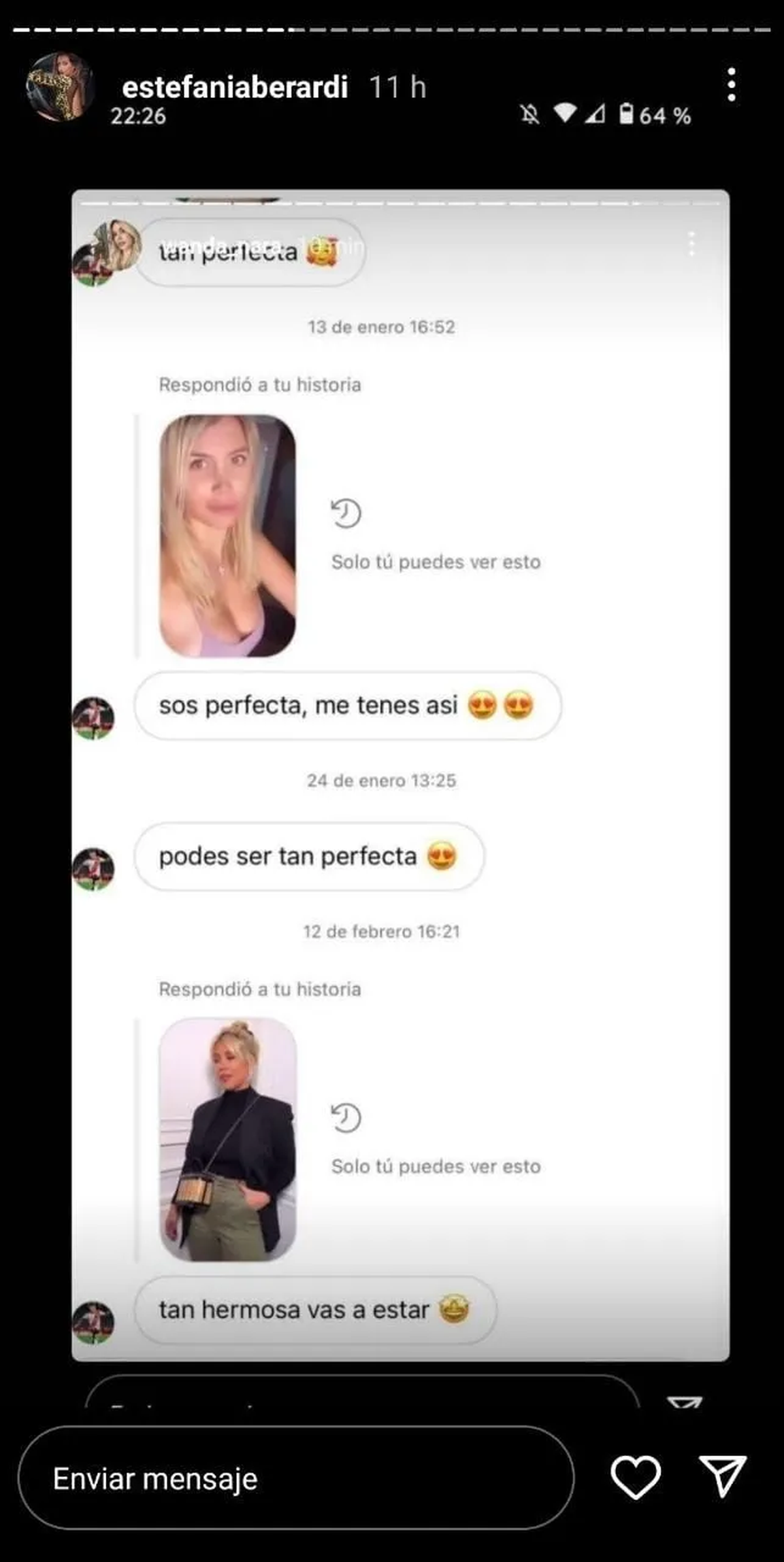 Tarjeta roja: Esequiel Barco le habría proferido varios elogios a Wanda Nara por un chat de Instagram que se filtró este lunes desde la propia cuenta de la diva.