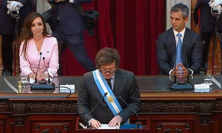 Javier Milei durante su discurso ante la Asamblea Legislativa. Javier Milei durante su discurso ante la Asamblea Legislativa.
