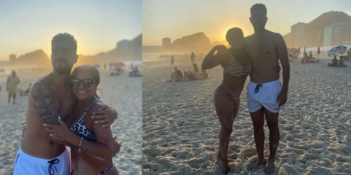 Gladys "La Bomba Tucumana" se fotografió junto a su hijo en las playas de Brasil.
