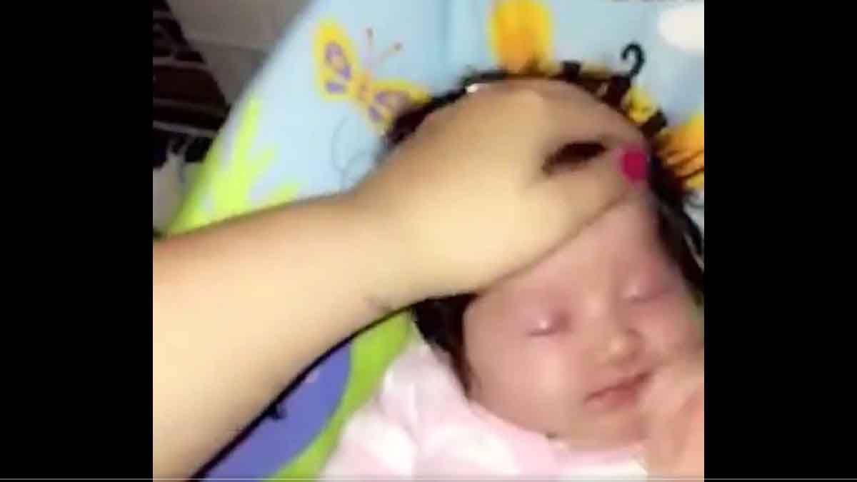 Video: una bebé sorprendé al nace con una frondosa cabellera