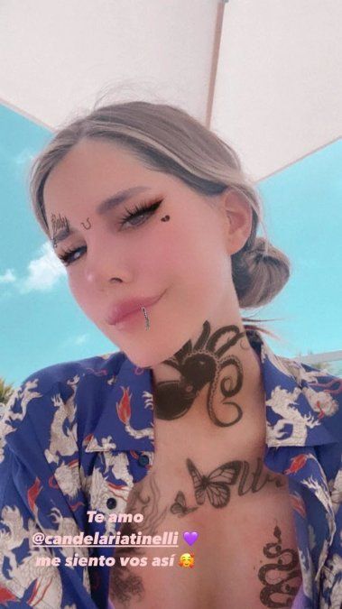 Mica Tinelli mostró sus nuevos tatuajes desde Miami. 
