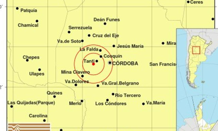 Córdoba: se registró un sismo de magnitud 2.9 que hizo temblar a varias localidades Córdoba: se registró un sismo de magnitud 2.9 que hizo temblar a varias localidades