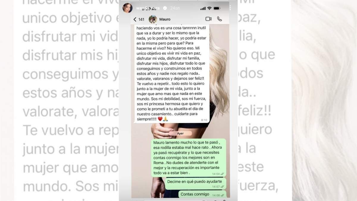 El chat entre Wanda Nara y Mauro Icardi. El chat entre Wanda Nara y Mauro Icardi.