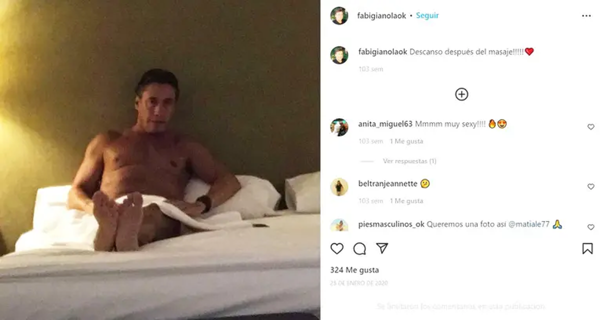 Fabián Gianola mostró en su Instagram cómo termina luego de una sesión de masajes. Los comentarios de la publicación han sido cerrados. /Foto captura  