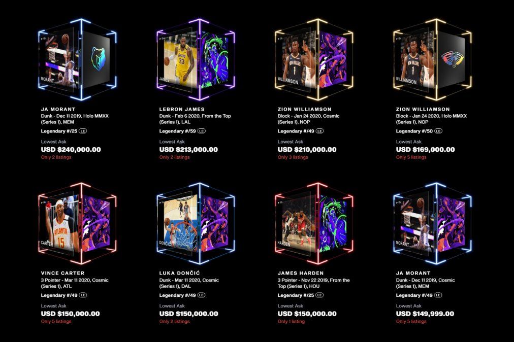 Los productos que vende la NBA como NFT's.
