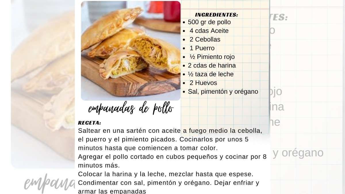 Esta receta de empanadas de pollo es ideal para hacer en casa. Esta receta de empanadas de pollo es ideal para hacer en casa.