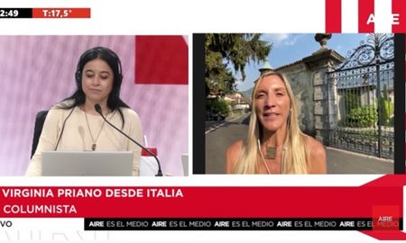 Virginia Priano desde la residencia en donde se casó Martín Redrado este martes. Virginia Priano desde la residencia en donde se casó Martín Redrado este martes.