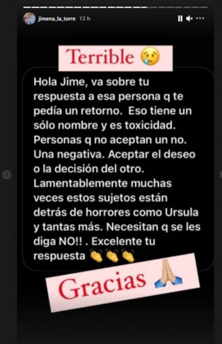 Jimena La Torre se enfureció al verlo