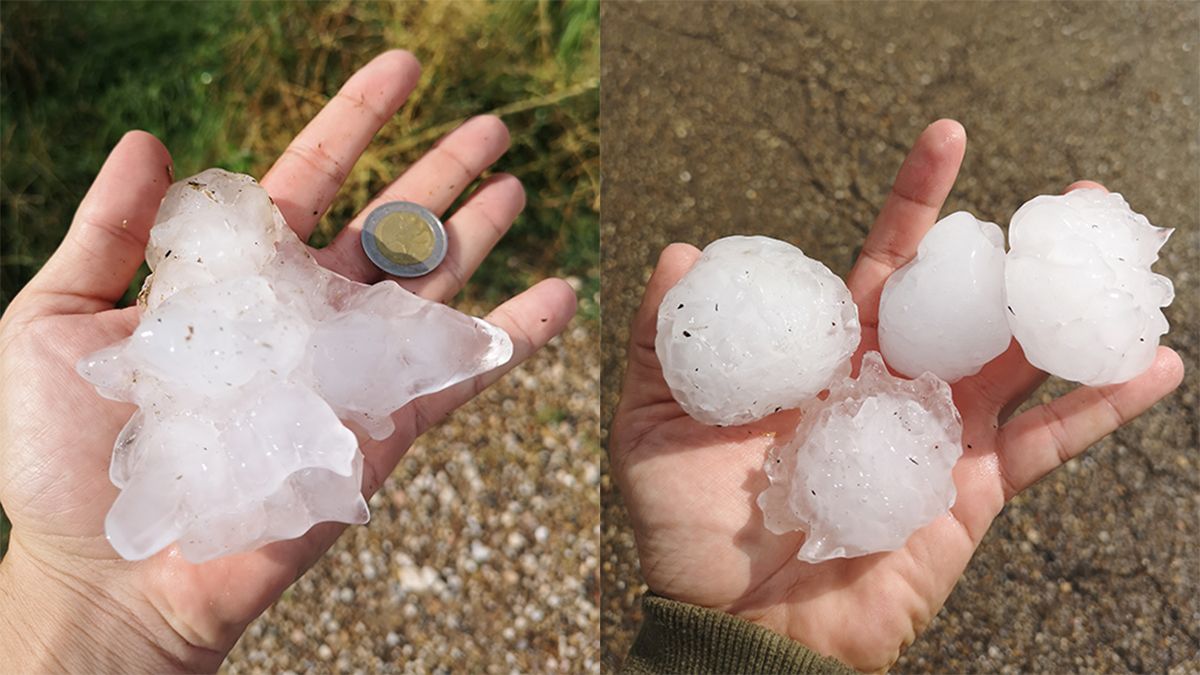 Grandes granizos en Albalate del Arzobispo (Teruel, España). Septiembre del 2018.