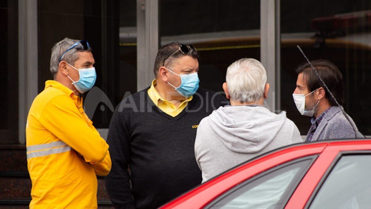 Algunos compañeros de Gamarra estuvieron presentes desde el comienzo de la caravana.