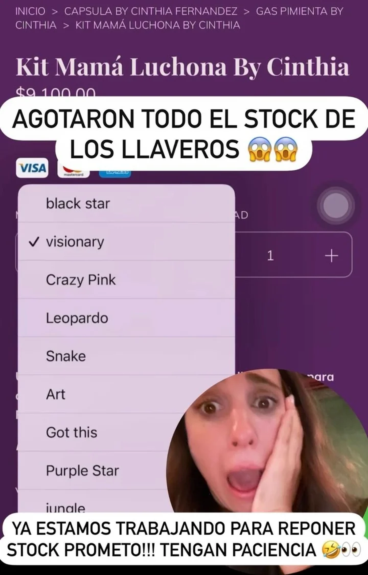 Cinthia Fernández lanzó su línea cápsula de kits de autodefensa y se agotaron en horas.