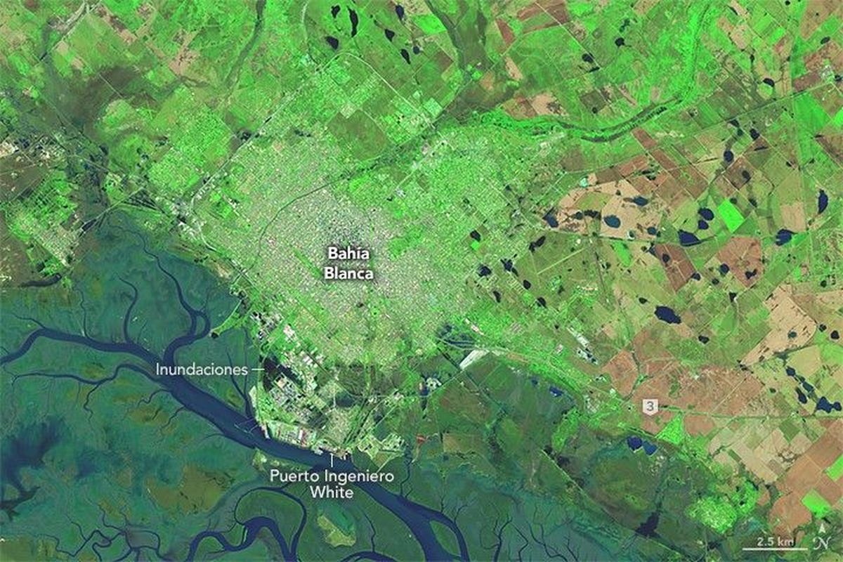 Bahía Blanca, 11 de marzo del 2025. NASA. Bahía Blanca, 11 de marzo del 2025. NASA.