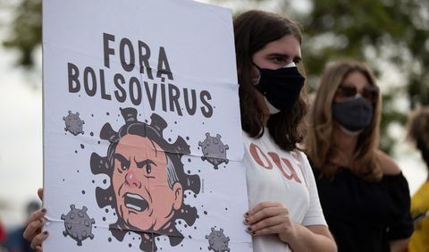 Protesta contra Bolsonaro en Brasil.