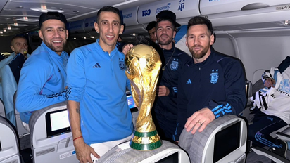 El emotivo posteo de Messi con fotos en el avión volviendo del Mundial de Qatar