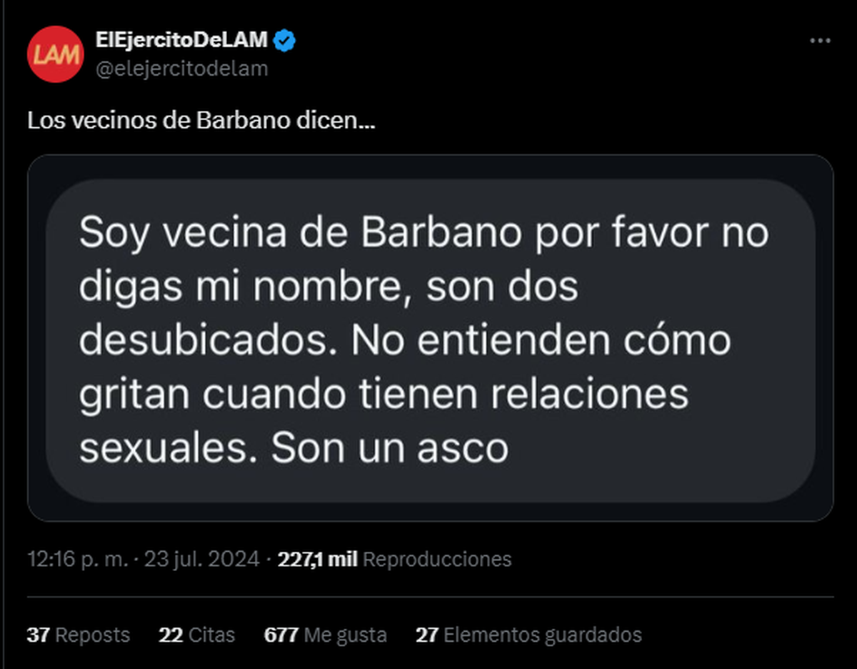 Una vecina de Rolando Barbano habló sobre sus relaciones íntimas con Marina Calabró. Una vecina de Rolando Barbano habló sobre sus relaciones íntimas con Marina Calabró.