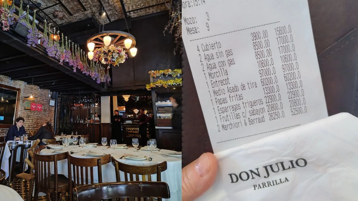 La parrilla Don Julio y el ticket.