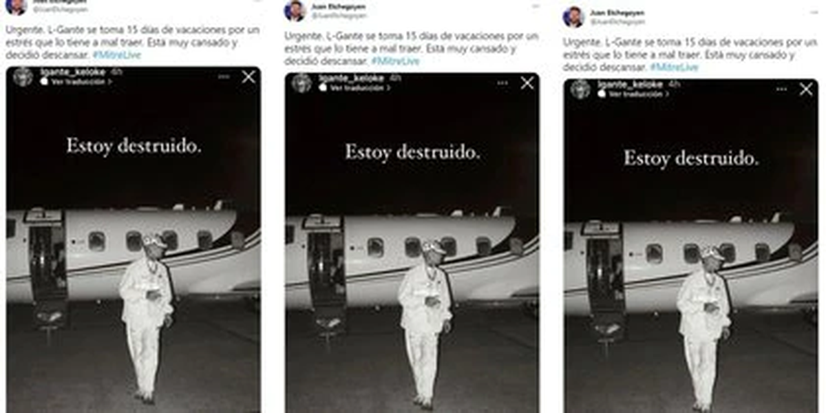 L-Gante se sintió muy estresado y decidió tomarse unos días de vacaciones que lo anunció por sus historias de Instagram.