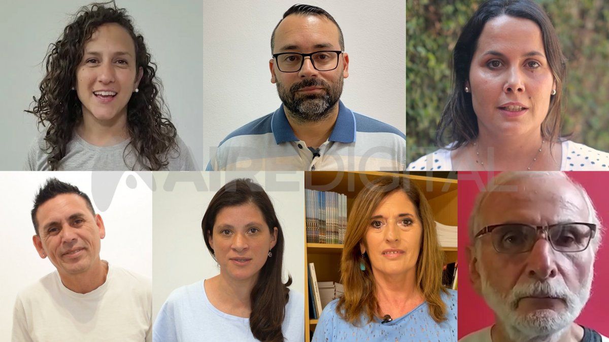 Los siete candidatos a concejales de la ciudad de Santa Fe que competirán por ocho bancas en las elecciones del próximo domingo.