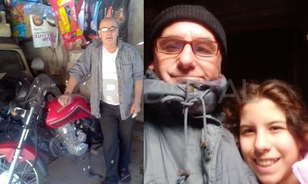 A la izquierda, Luis Combin con la moto que le robaron. A la derecha, junto a su hija de 11 años A la izquierda, Luis Combin con la moto que le robaron. A la derecha, junto a su hija de 11 años