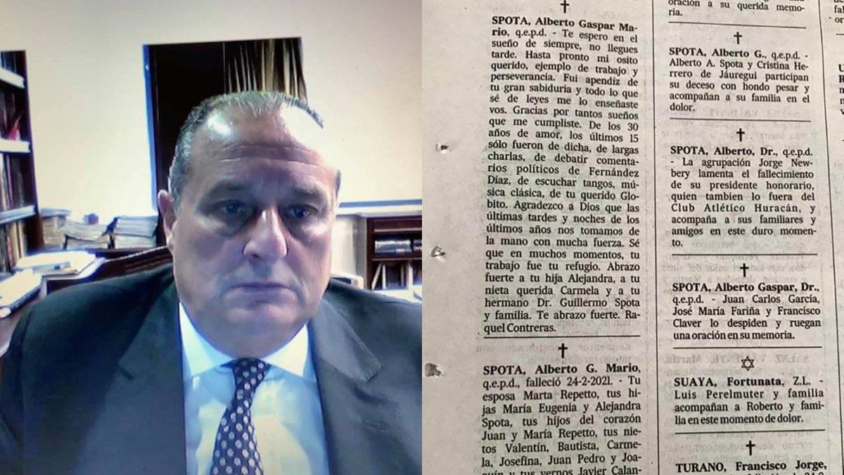 Su esposa y su amante se cruzaron en los avisos fúnebres del expresidente de Huracán: Hasta pronto mi osito