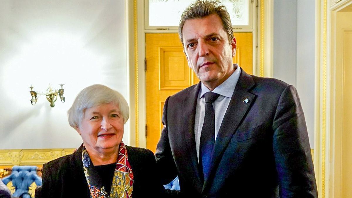 Janet Yellen y Sergio Massa este lunes.