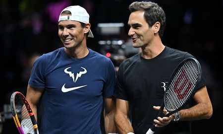 Federer y Nadal en la práctica juntos para el partido de este viernes. Federer y Nadal en la práctica juntos para el partido de este viernes.