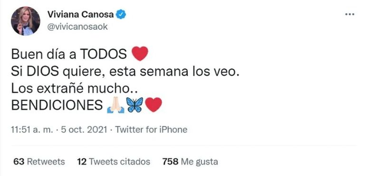 Viviana Canosa genera incertidumbre sobre qué pasará con su regreso a la televisión.