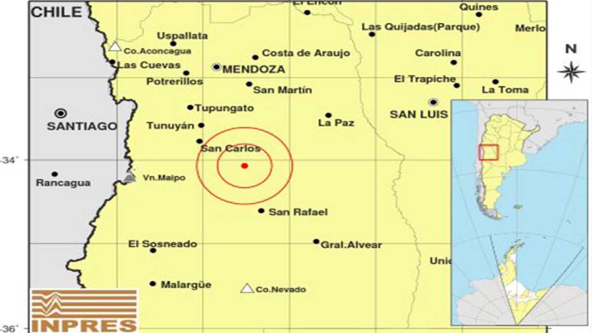 El martes a las 2:53 se produjo un leve sismo en Mendoza. Según informaciones del Inpres (Instituto de Prevención Sísmica) el movimiento telúrico tuvo una magnitud de 3.1 grados.