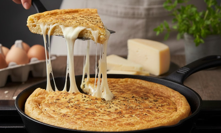 Receta de tortilla de avena y queso en sartén. Receta de tortilla de avena y queso en sartén.