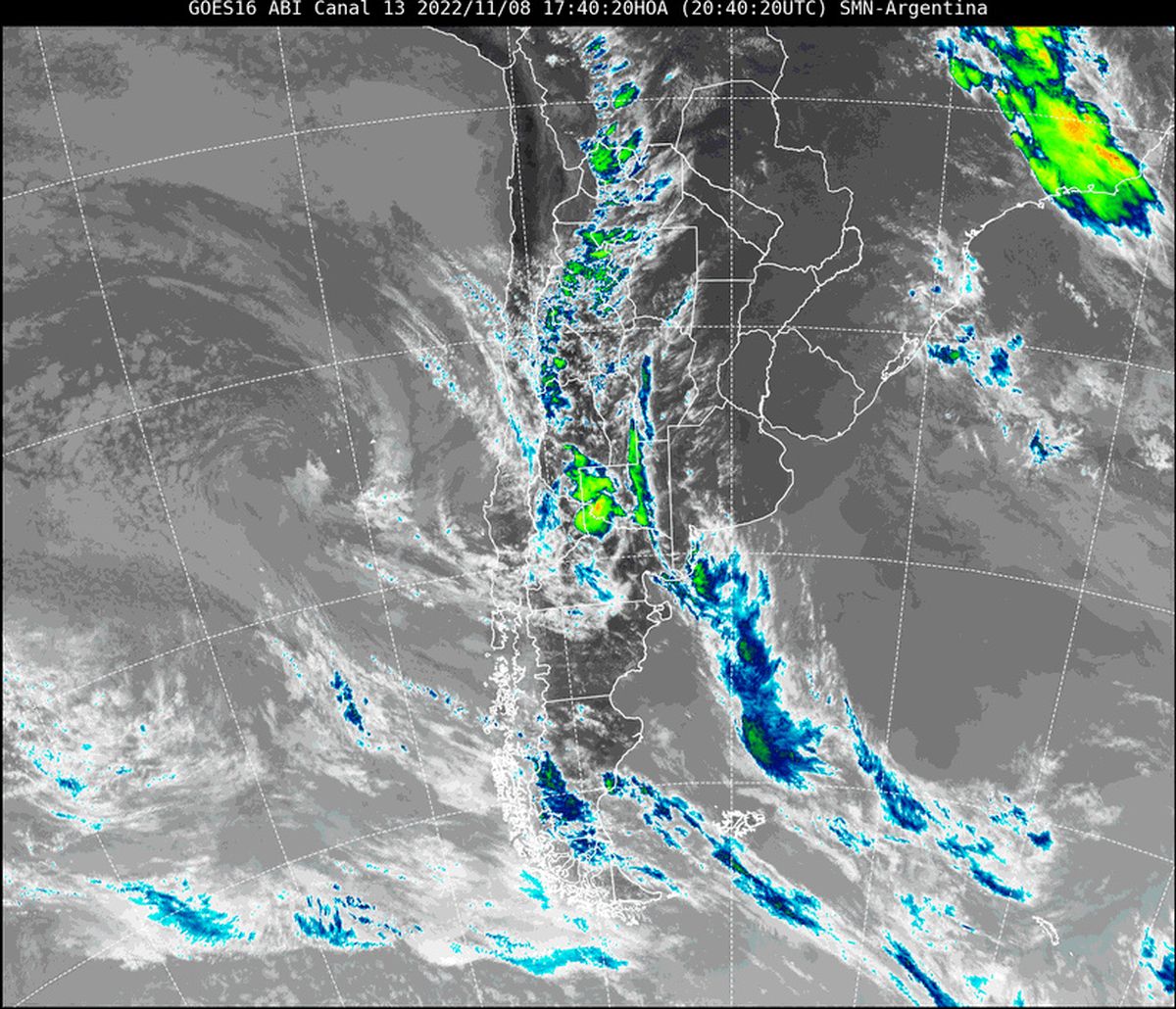 En la imagen satelital se observa nubosidad ingresando desde el oeste a nuestra provincia.