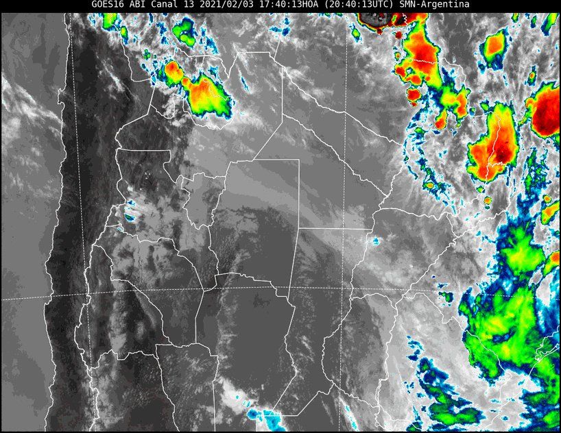 Imagen satelital del tiempo a las 17.40 horas del miércoles.