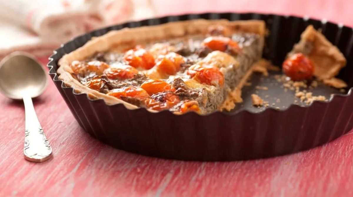 Tarta de berenjenas y tomatines