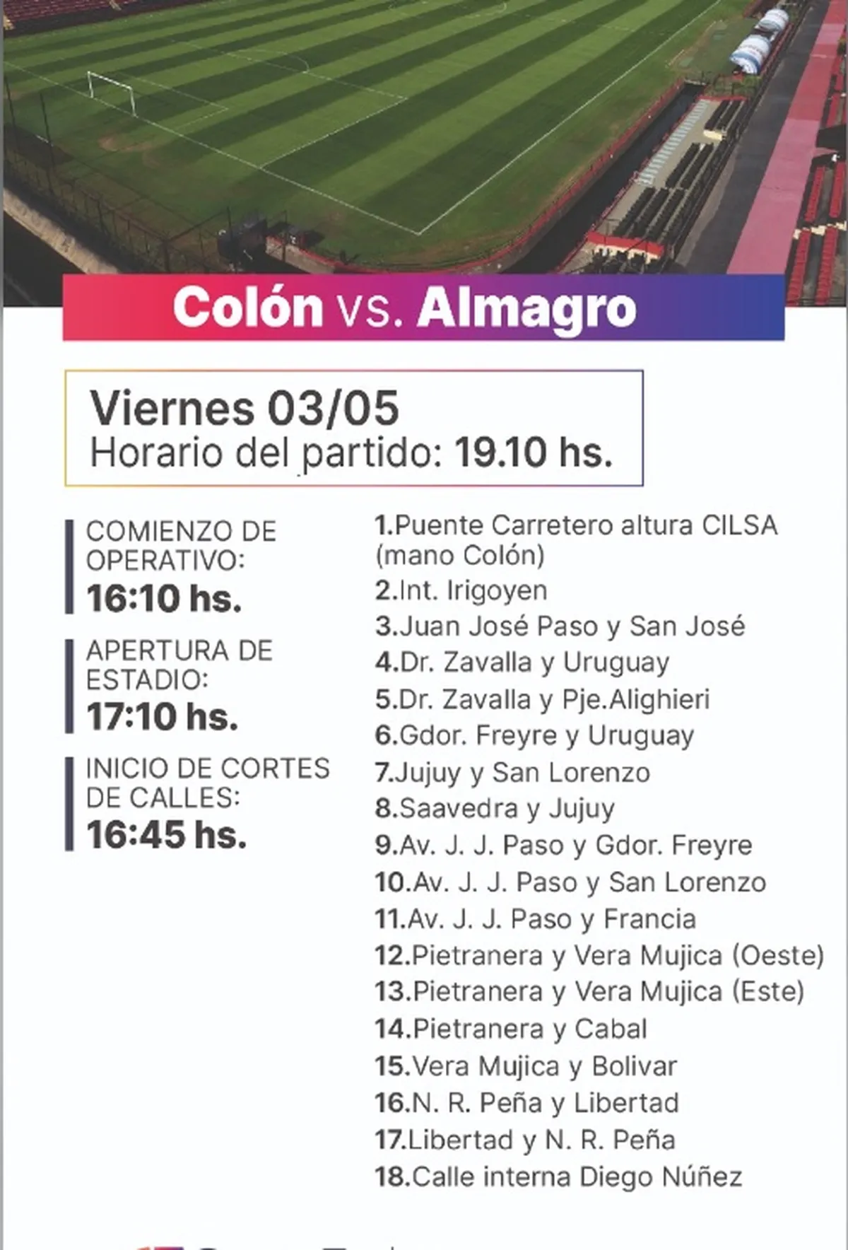 Todos los cortes y desvíos de calles que habrá por el partido de Colón. Todos los cortes y desvíos de calles que habrá por el partido de Colón.